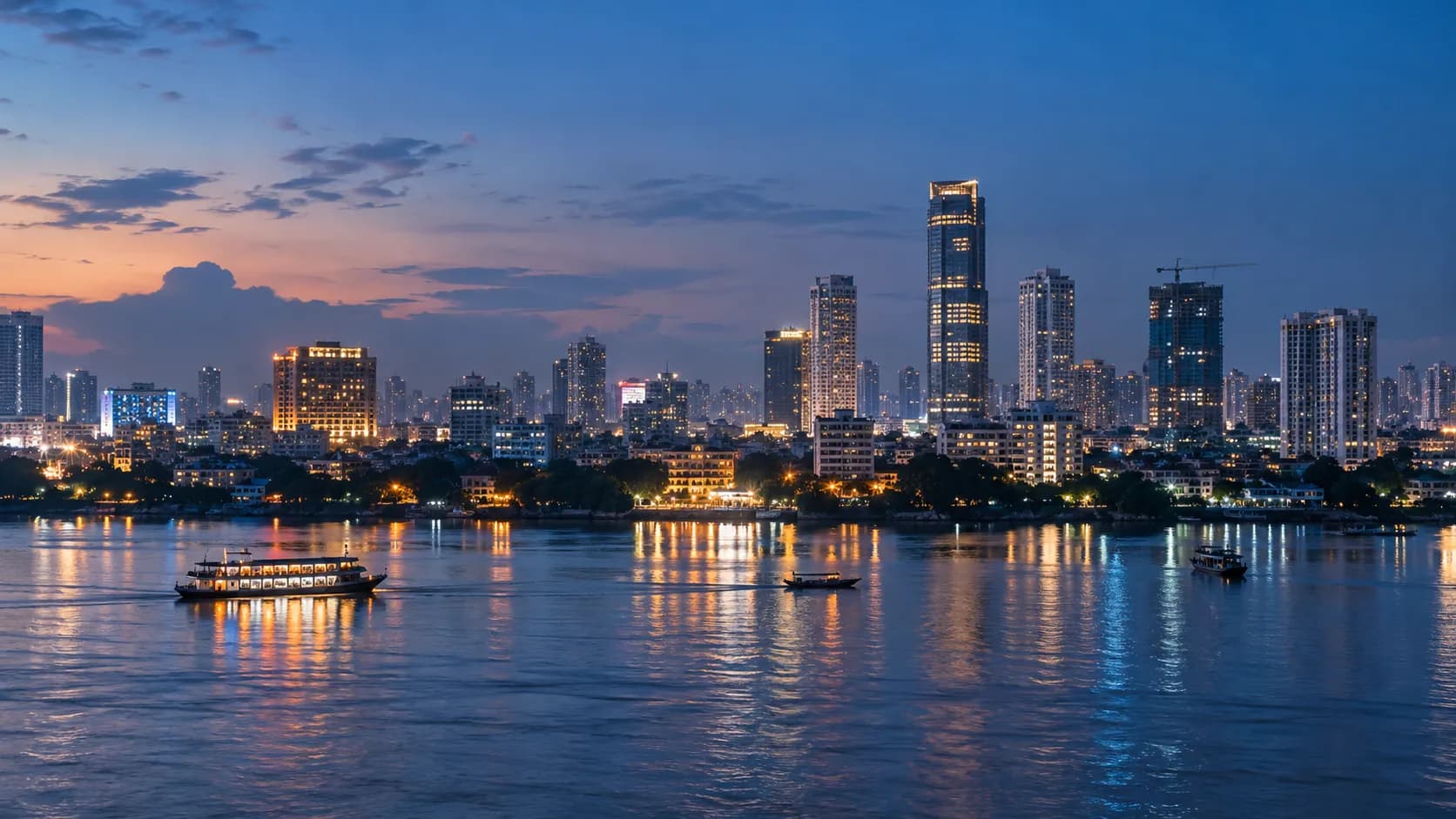 City skyline at dusk across Bangladesh
